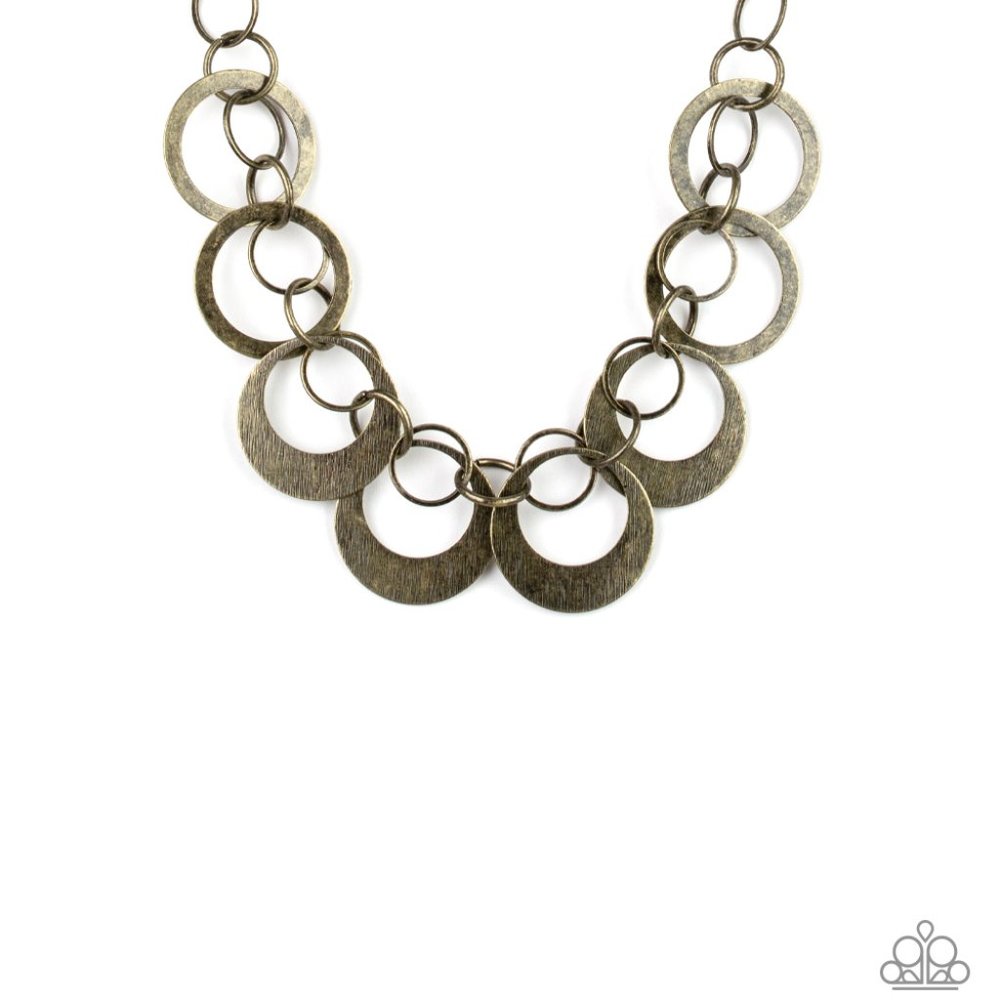 In Full Orbit Brass Necklace